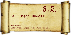 Billinger Rudolf névjegykártya